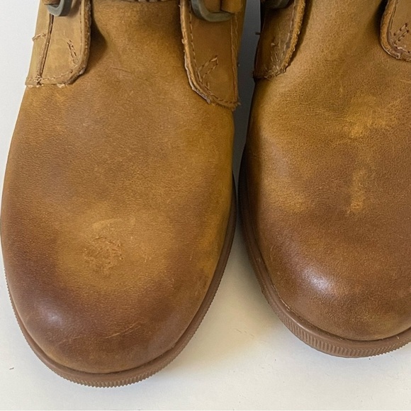 Sorel Joan Of Arctic Wedge Boots Lace Up Leather Camel Neutral Color Size 7 - Picture 10 of 15